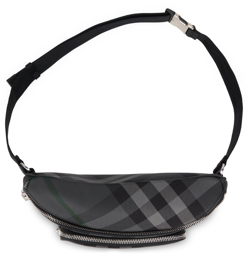 Burberry Check-Pattern Nylon Belt Bag — Gray Polyamide