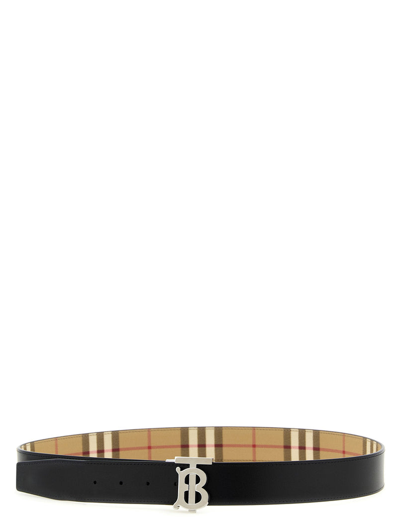 Burberry Logo Buckle Reversible Belt — Beige Cotton-enriched Canvas