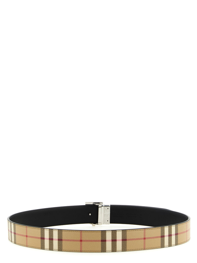 Burberry Logo Buckle Reversible Belt — Beige Cotton-enriched Canvas