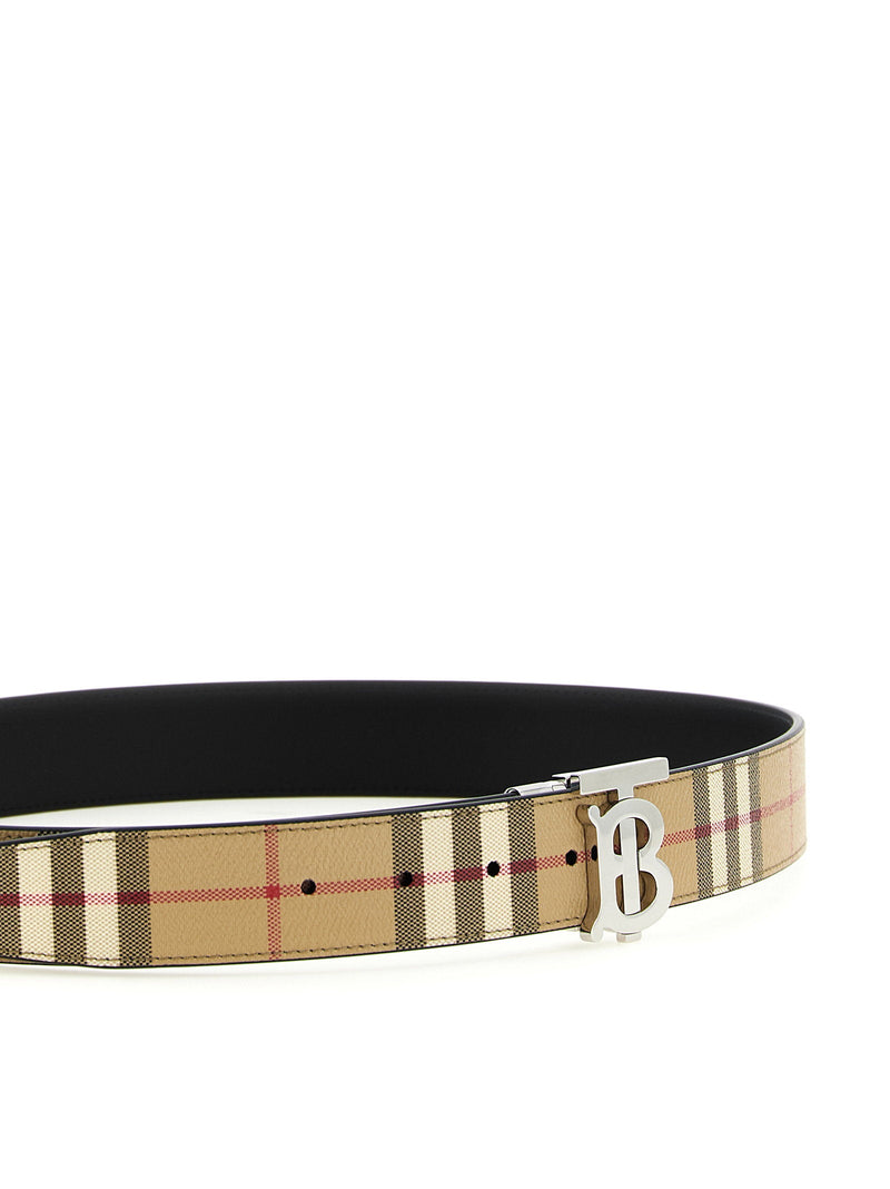 Burberry Logo Buckle Reversible Belt — Beige Cotton-enriched Canvas