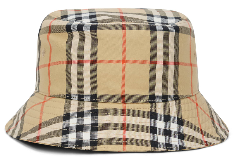 Burberry 8122481 Checkered Cotton Bucket Hat — Beige