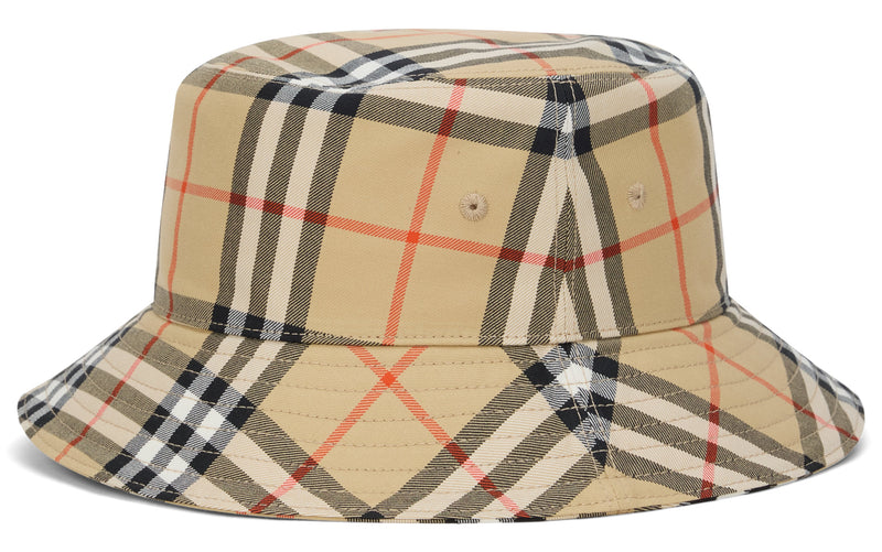 Burberry 8122481 Checkered Cotton Bucket Hat — Beige