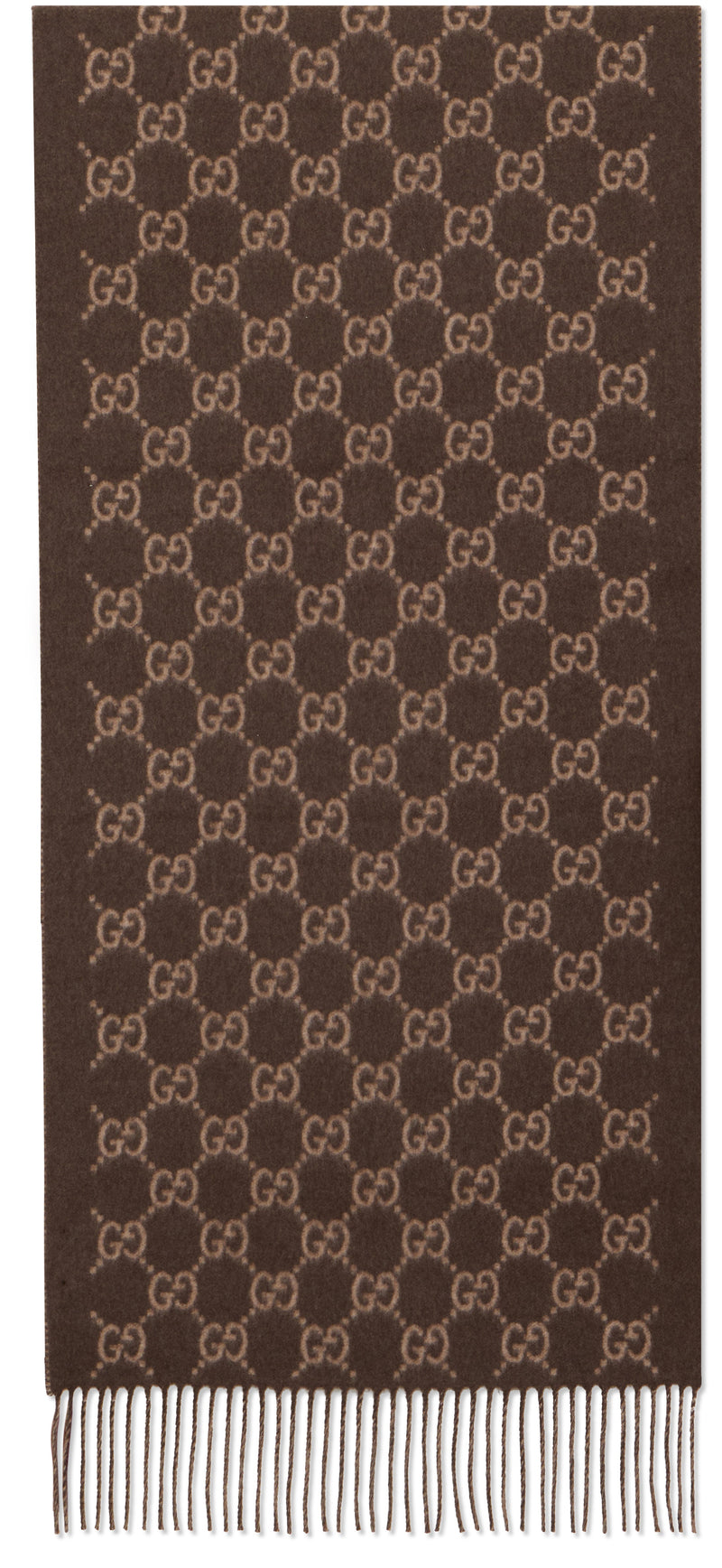 Gucci Gg Monogram Cashmere Scarf — Brown Scarfs