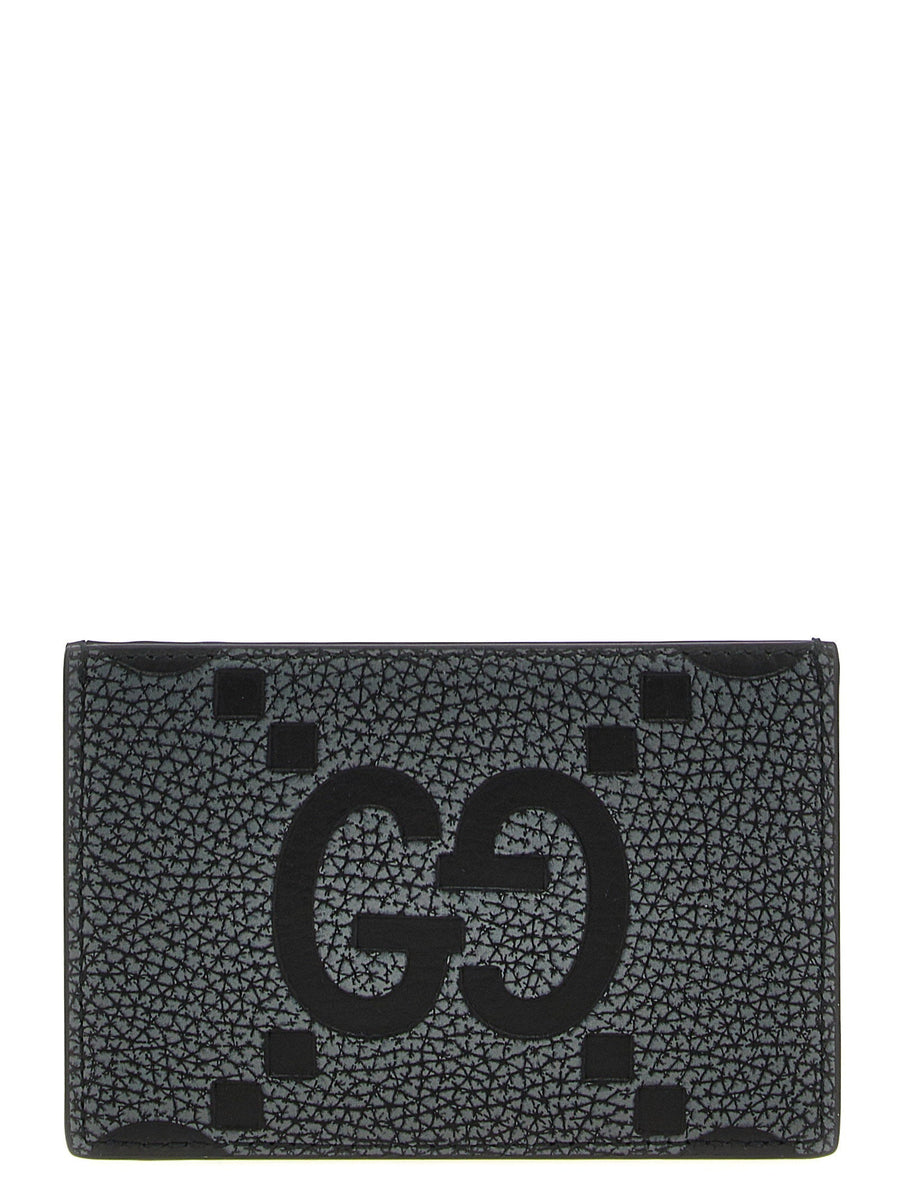 Gucci Gg Hammered Leather Card Case — Black Cases