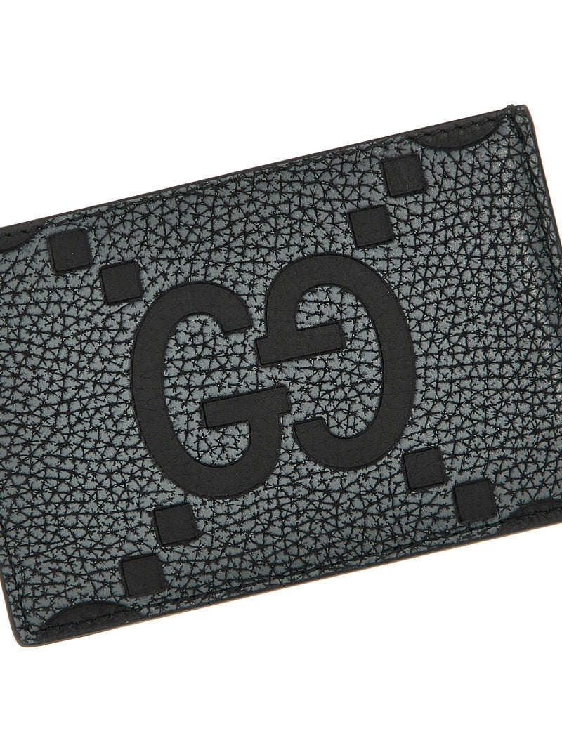 Gucci Gg Hammered Leather Card Case — Black Cases