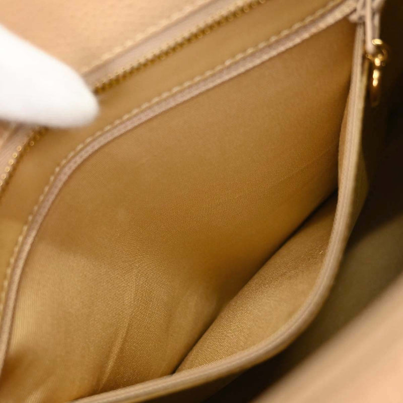Chanel Medallion Quilted Caviar Beige Leather Bag