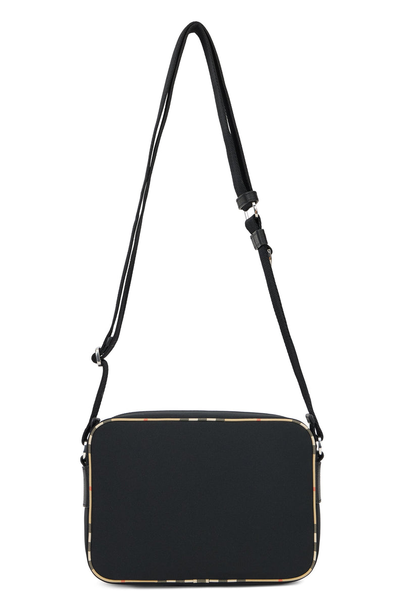 Burberry Logo-Embossed Nylon Shoulder Bag — Black Polyester