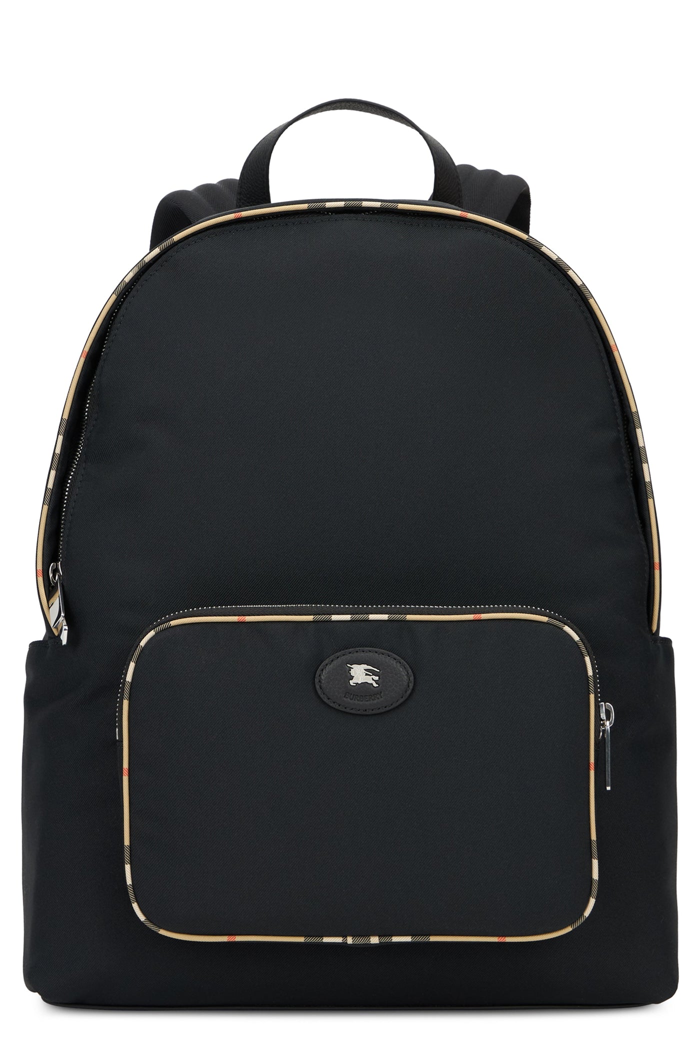 Burberry Tartan-Trimmed Polyester Backpack — Black