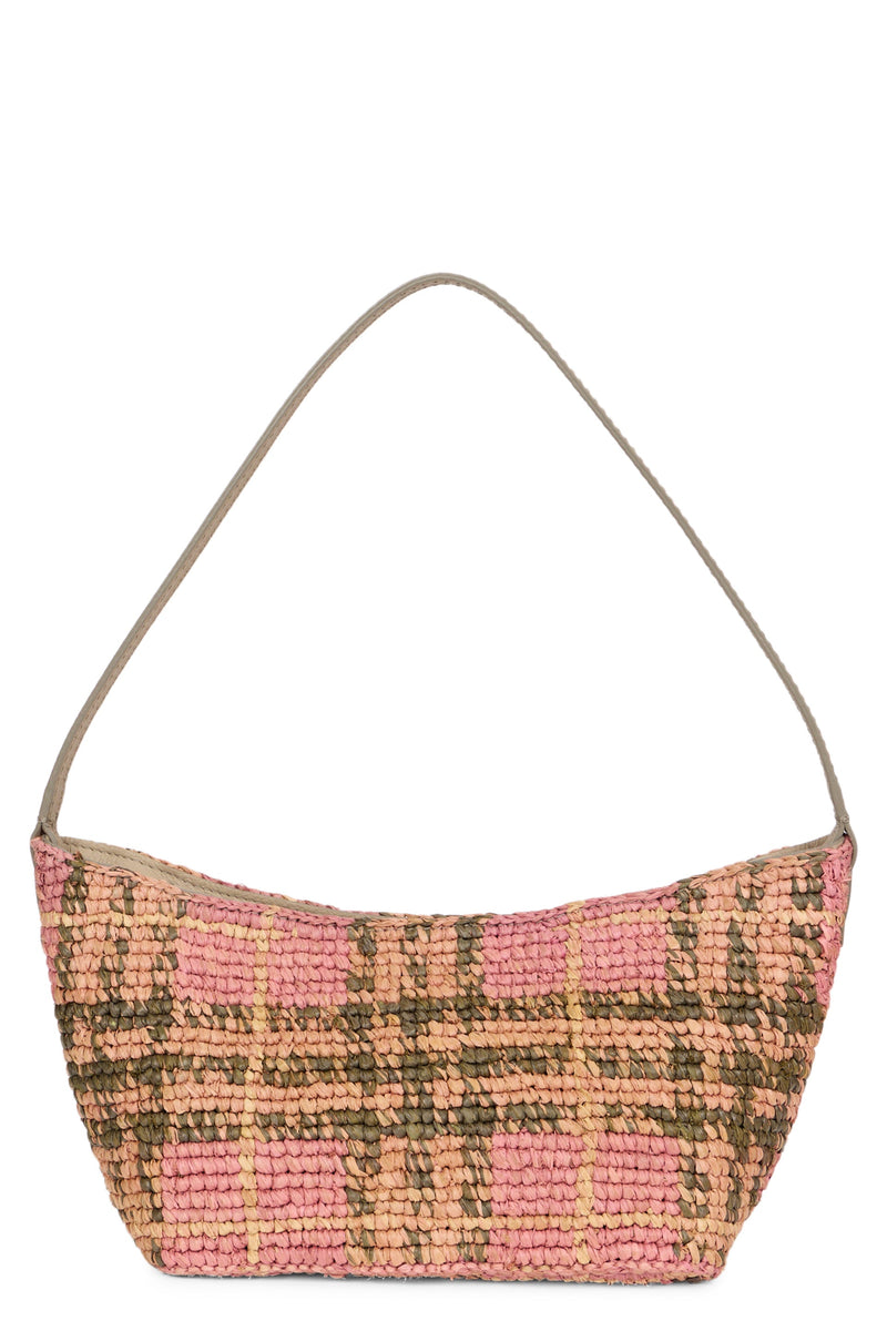 Burberry Margate Shoulder Bag — Pink Raffia