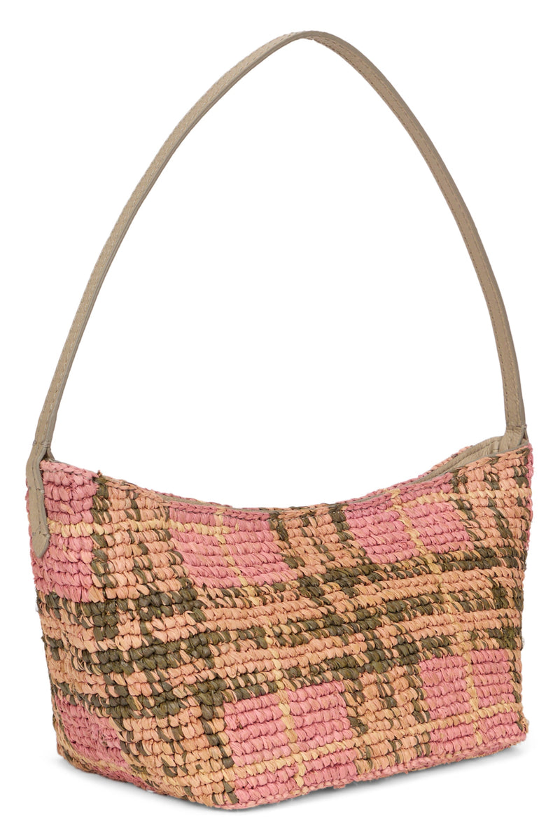 Burberry Margate Shoulder Bag — Pink Raffia
