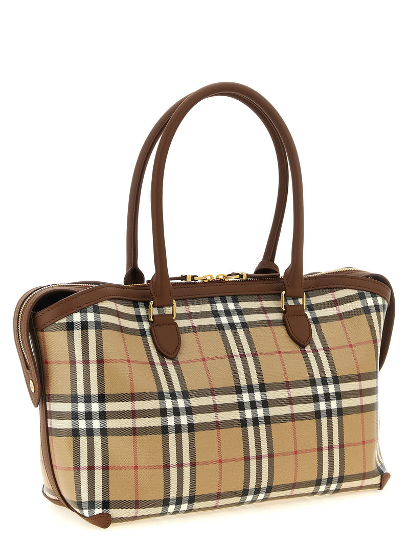 Burberry Check Canvas Tote Bag — Beige Coated Cotton