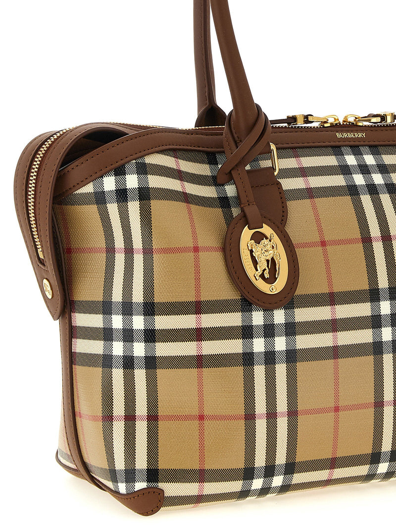 Burberry Check Canvas Tote Bag — Beige Coated Cotton