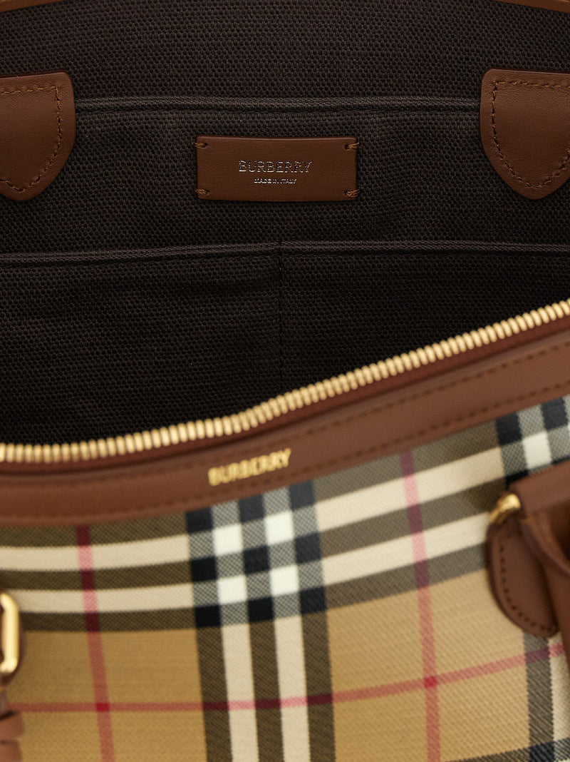Burberry Check Canvas Tote Bag — Beige Coated Cotton