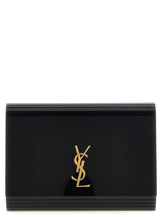 Saint Laurent Plexi Cassandre Logo Clutch — Black