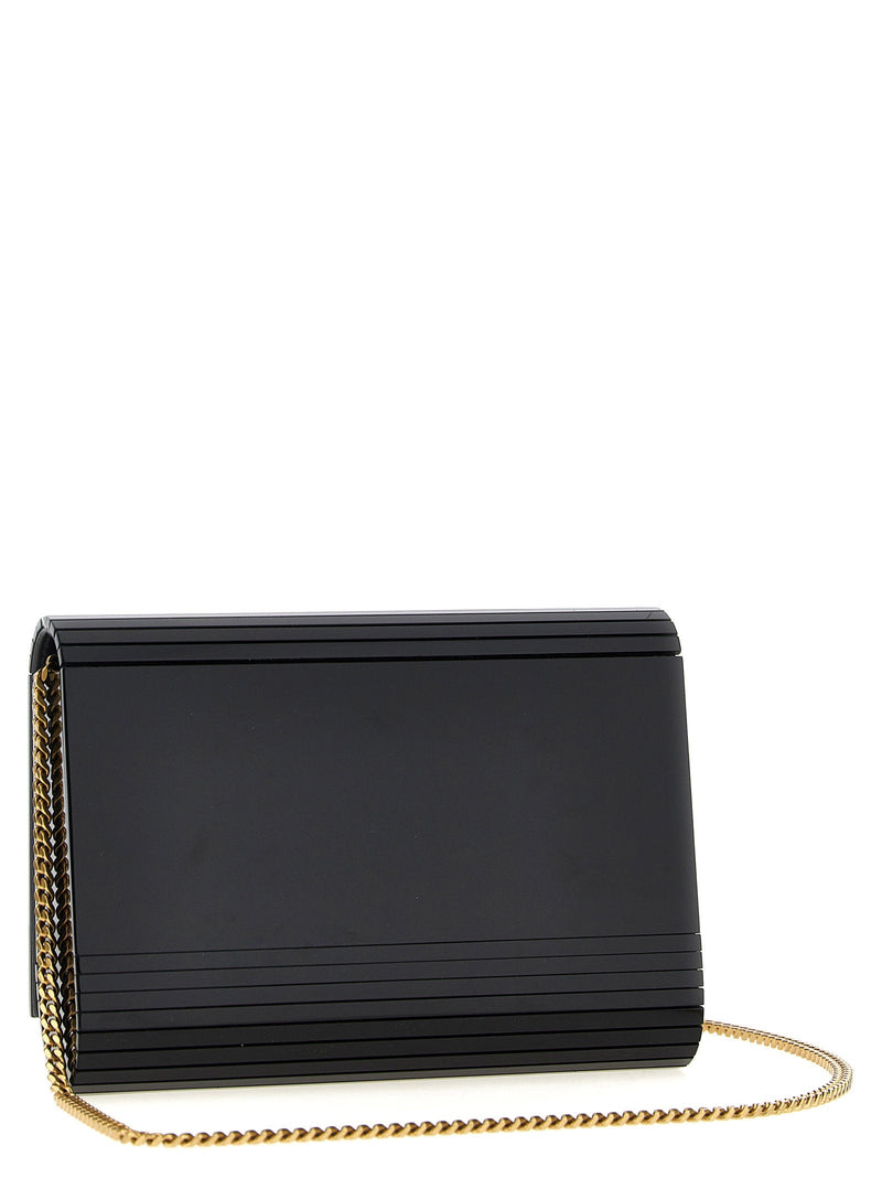 Saint Laurent Plexi Cassandre Logo Clutch — Black