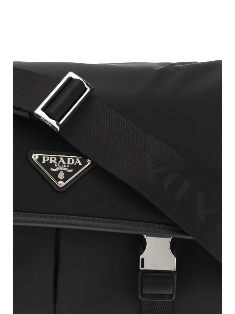 Prada Re-Nylon And Saffiano Shoulder Bag — Black
