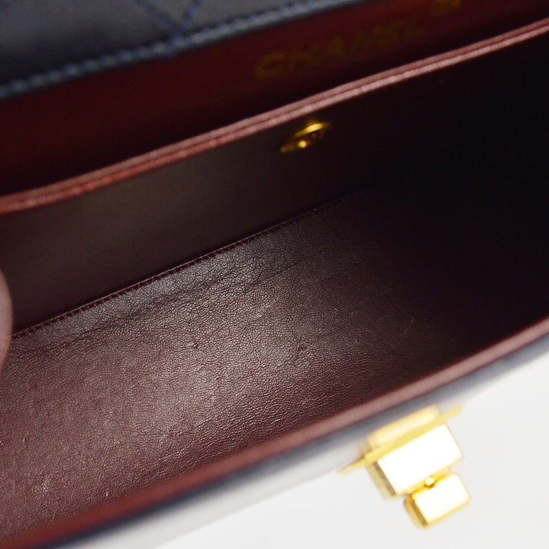 Chanel Vintage Trapezoid Cc Flap Leather Navy Bag
