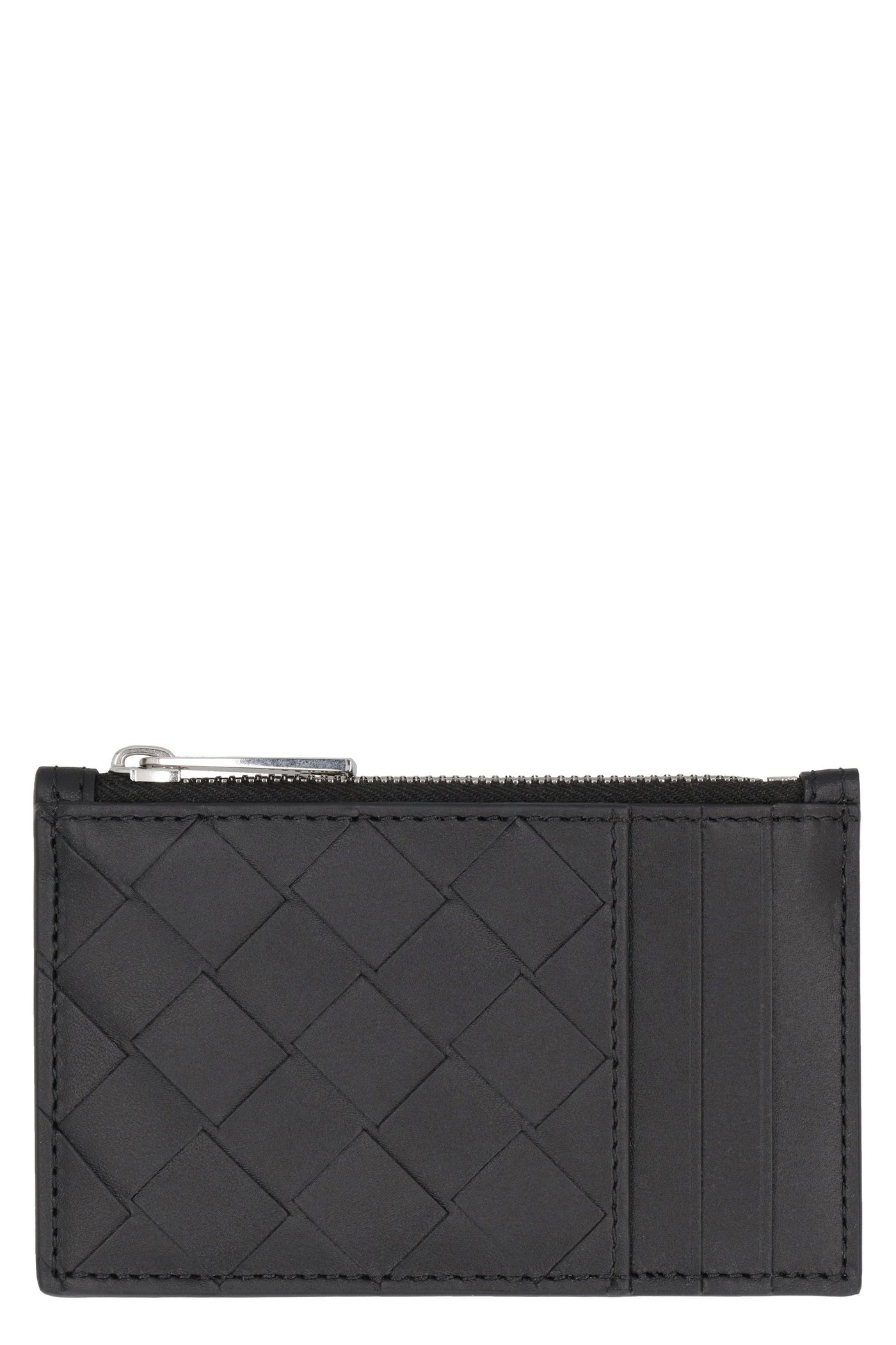 Bottega Veneta Intrecciato Woven Calfskin Card Case — Black Wallets & Cardholders