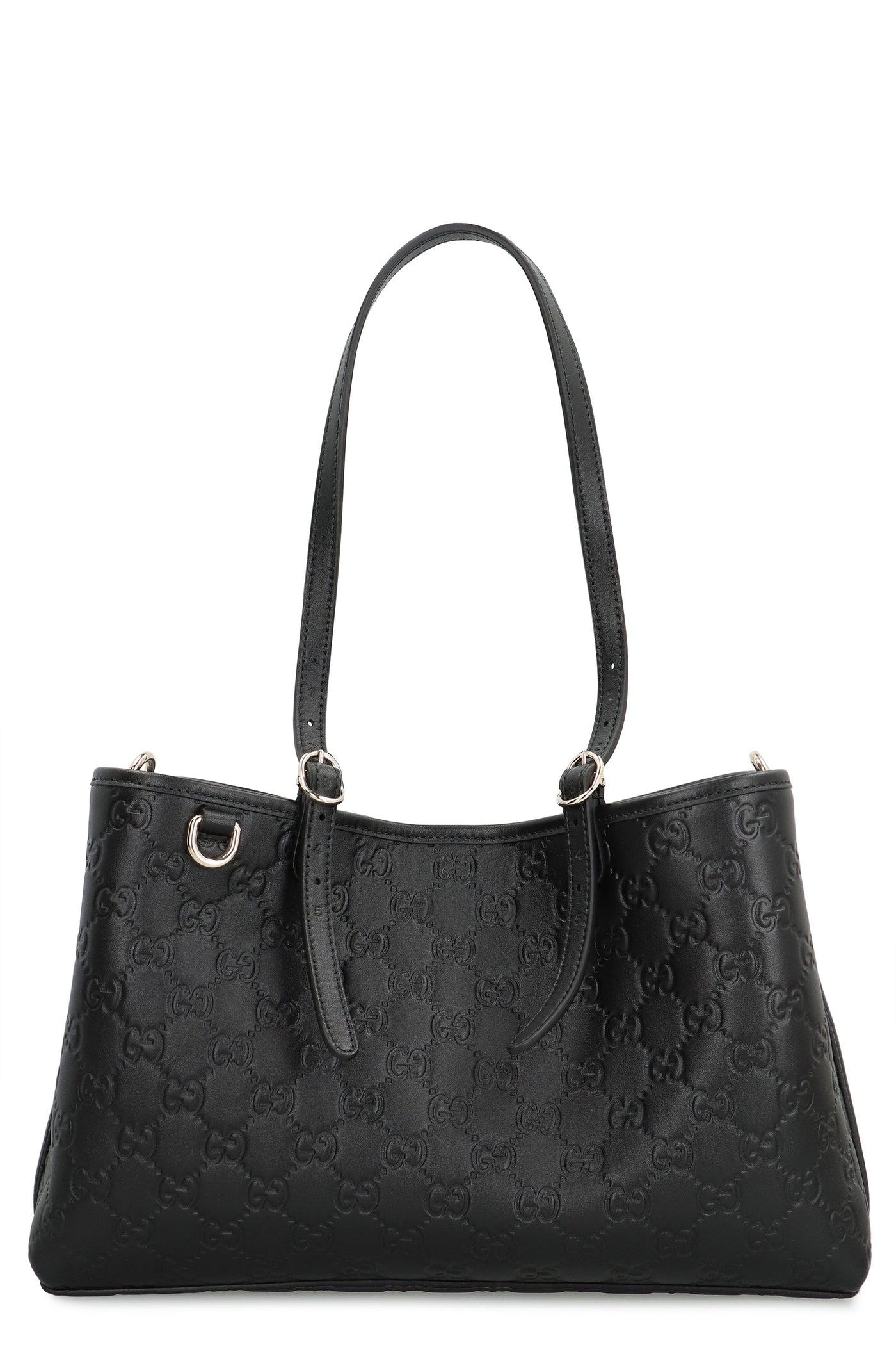 Gucci Gg Monogram Embossed Calfskin Shoulder Bag — Black