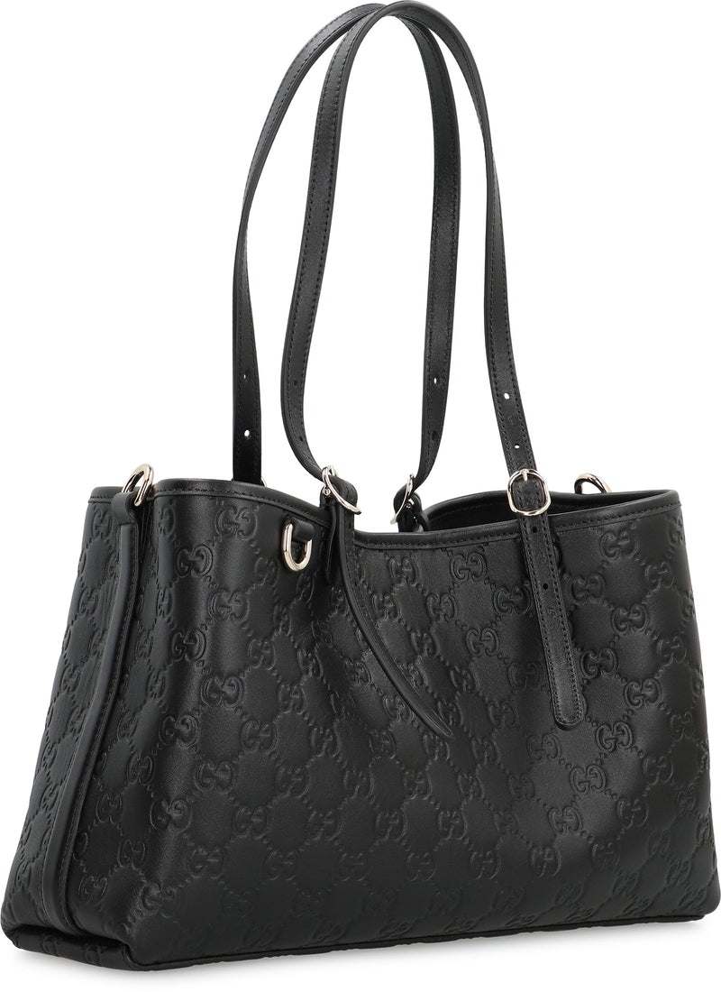 Gucci Gg Monogram Embossed Calfskin Shoulder Bag — Black