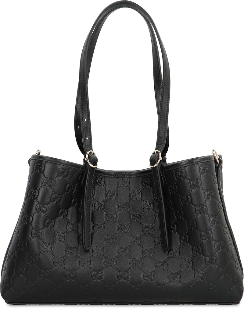 Gucci Gg Monogram Embossed Calfskin Shoulder Bag — Black