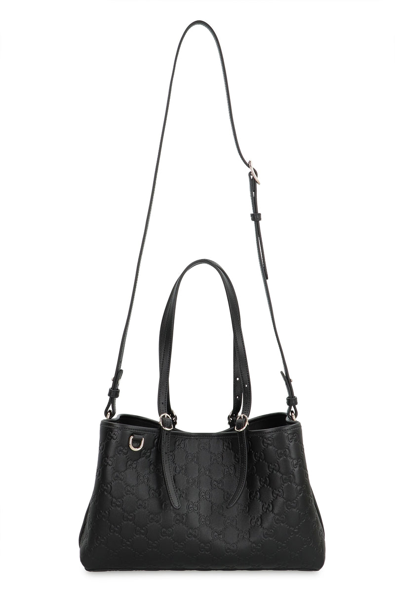 Gucci Gg Monogram Embossed Calfskin Shoulder Bag — Black