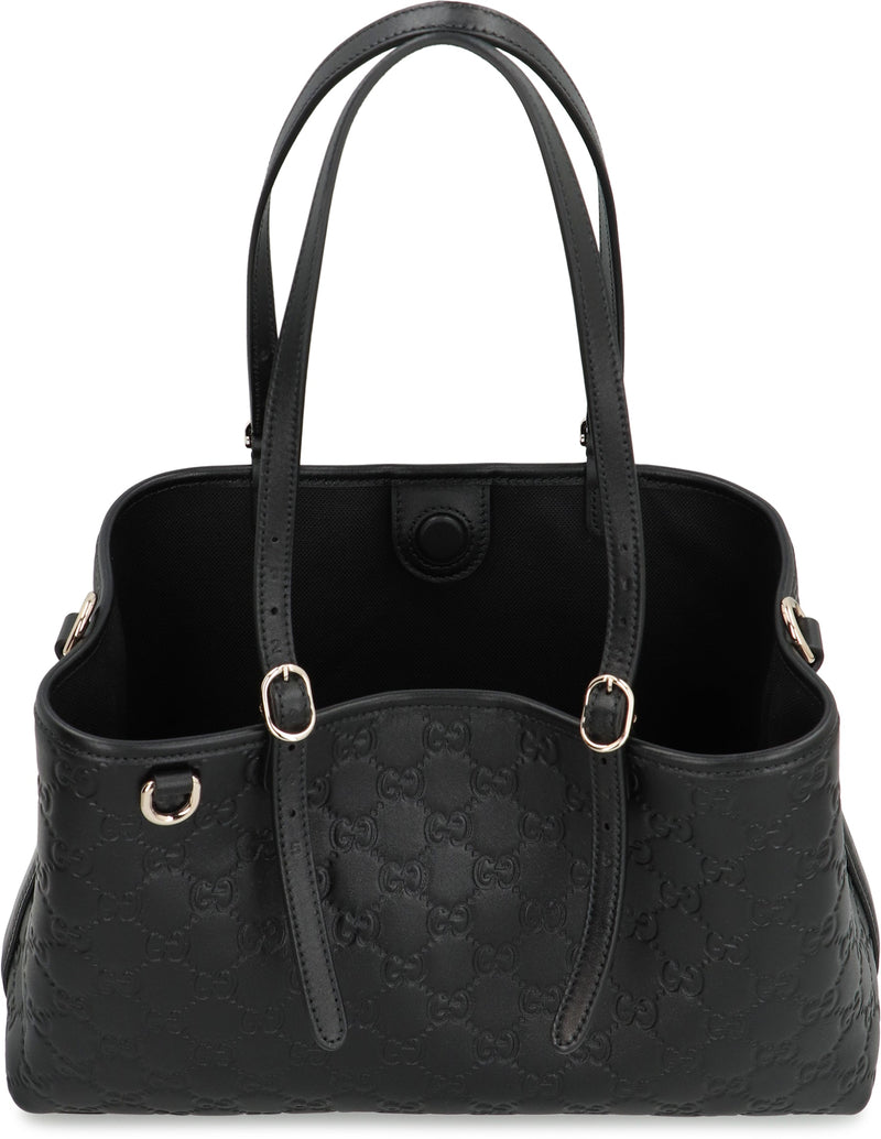 Gucci Gg Monogram Embossed Calfskin Shoulder Bag — Black