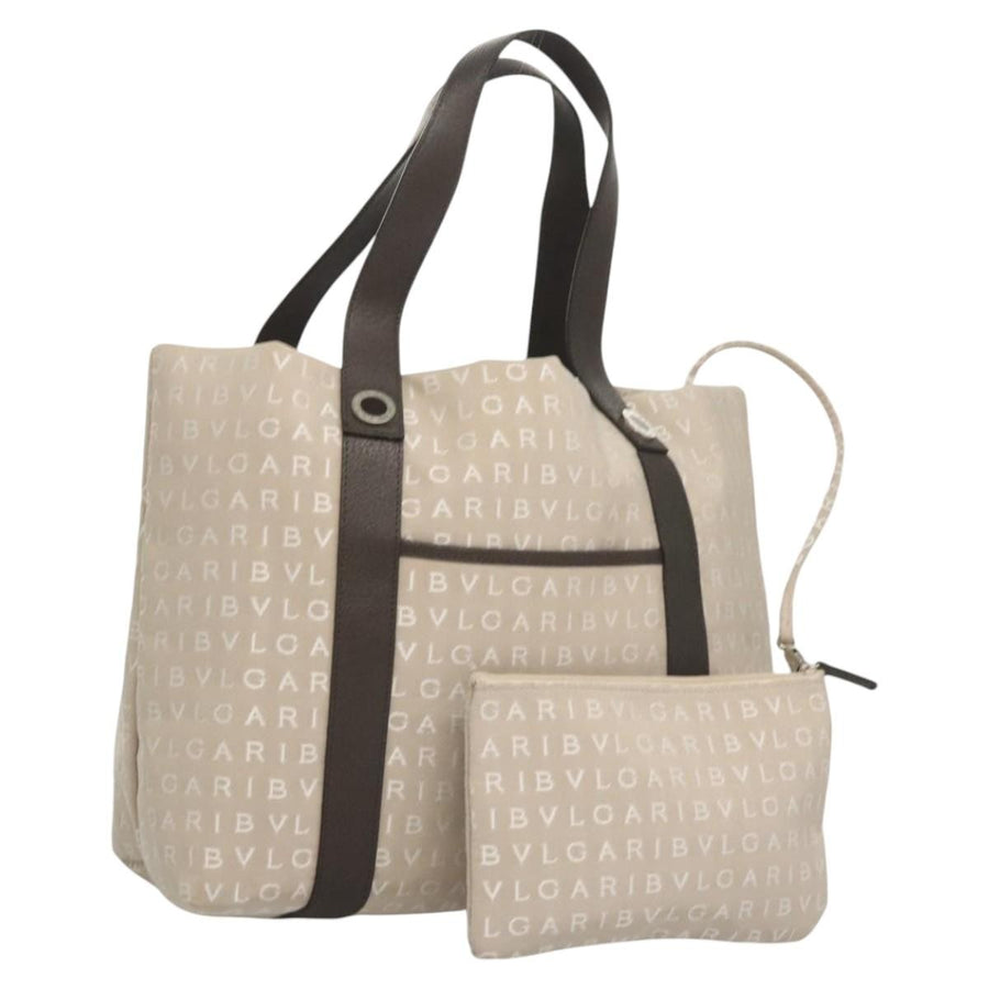 Bvlgari Logomania Canvas Beige Bag