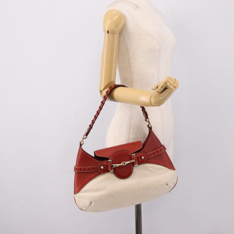 Gucci Horsebit Gg Canvas And Leather Beige Bag