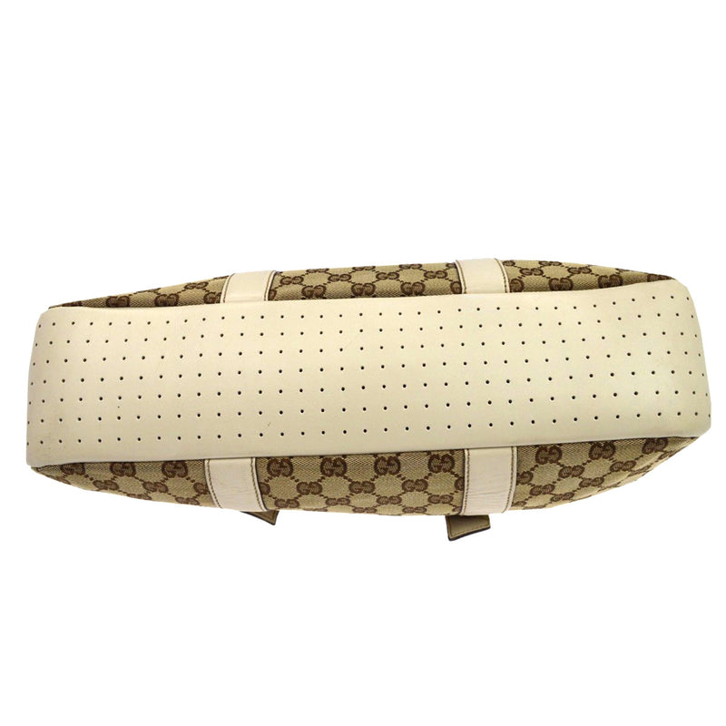 Gucci Belted Gg Canvas With Perforated Leather Beige Bag