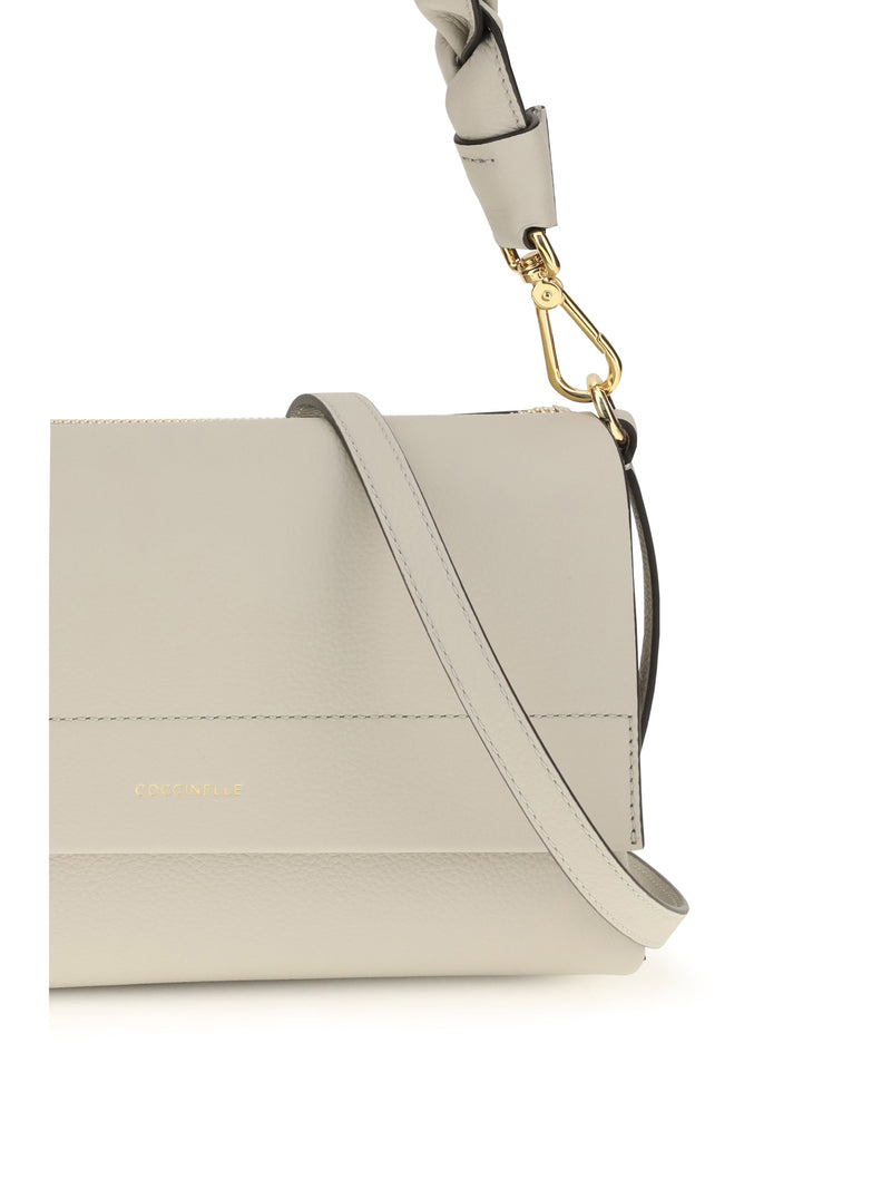 Coccinelle Boheme Shoulder Bag — Beige Calf Leather Bos Taurus