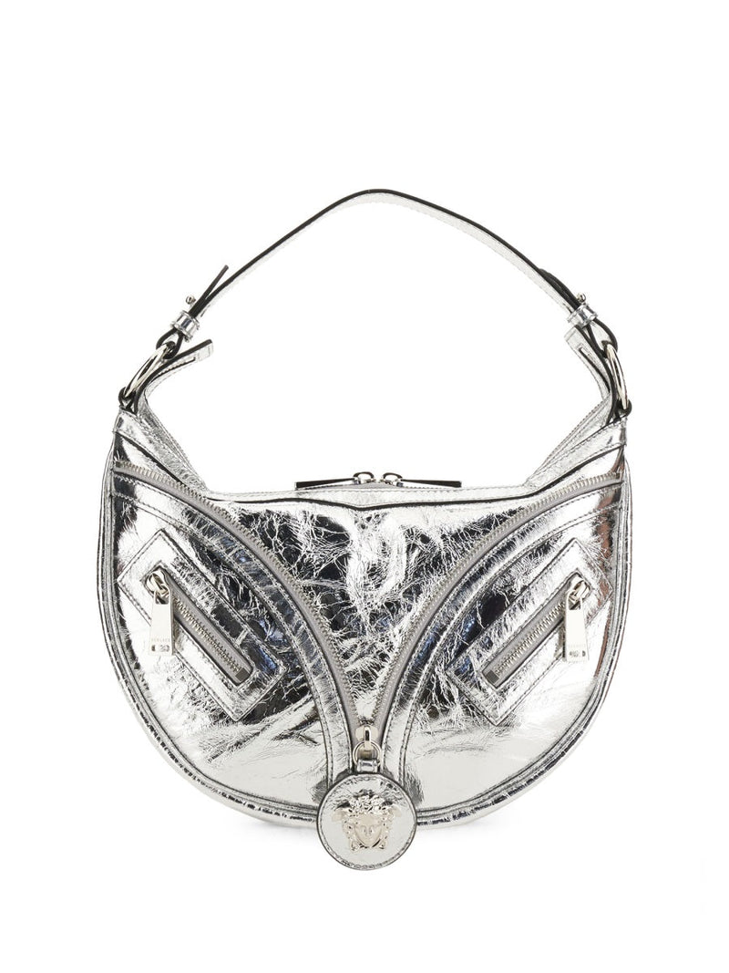 Versace Repeat Hobo Bag — Silver Lambskin