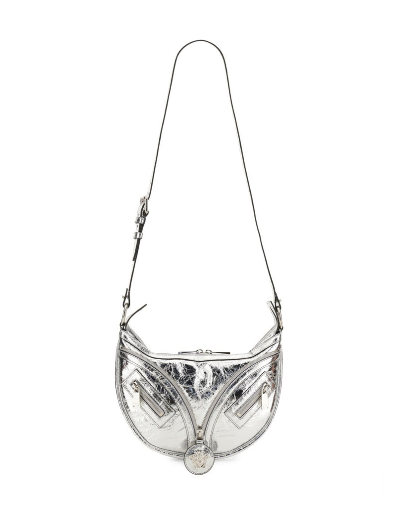 Versace Repeat Hobo Bag — Silver Lambskin