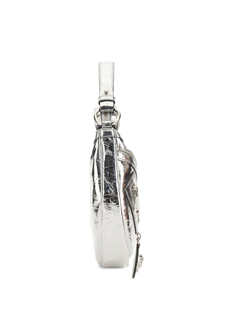 Versace Repeat Hobo Bag — Silver Lambskin