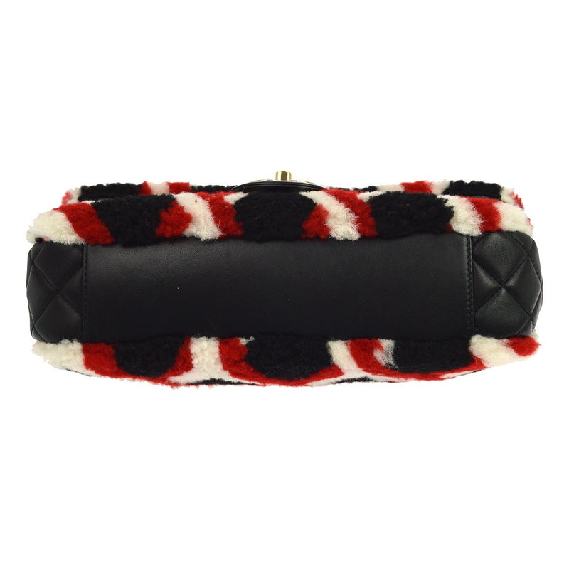 Chanel Emoticon Cc Flap Shearling With Quilted Lambskin Multicolour Leather Bag