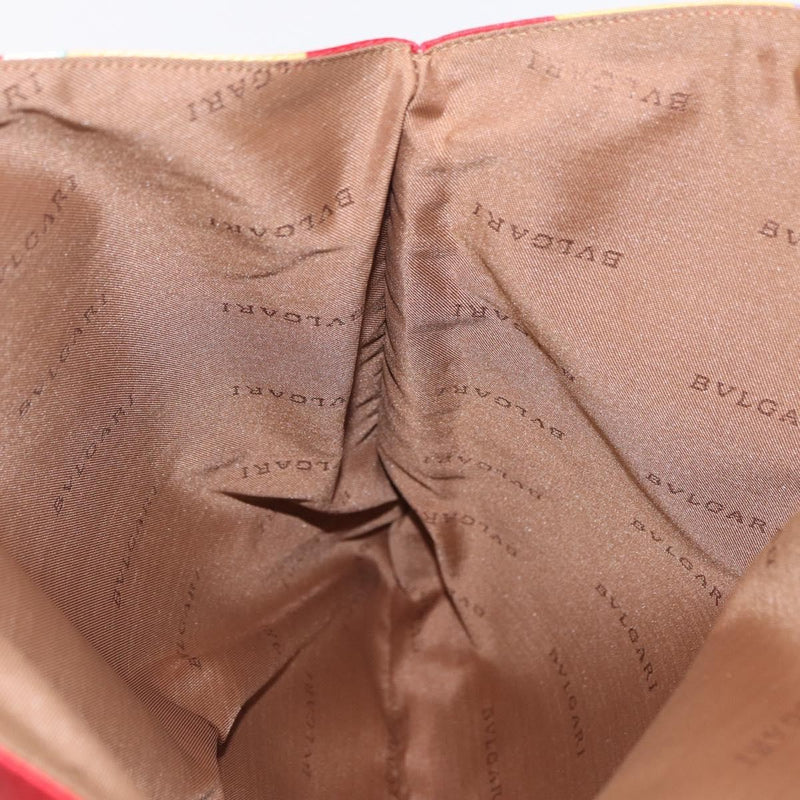 Bvlgari Handbag Canvas Red Silk Bag