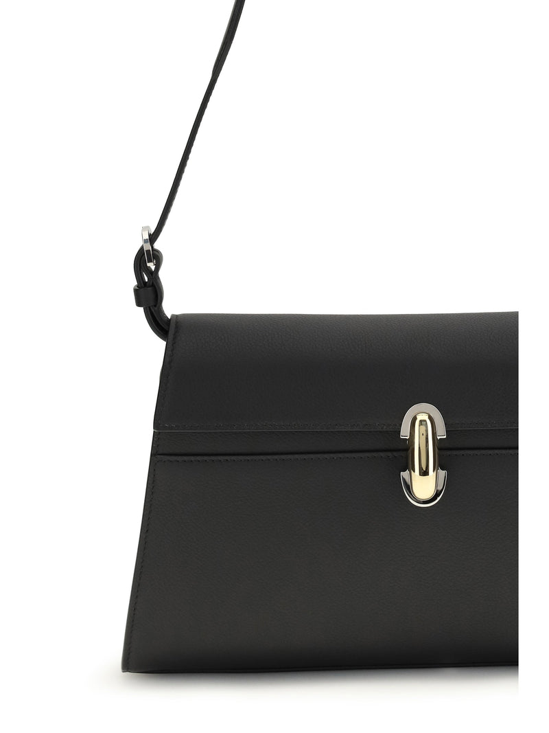 Savette Symmetry Shoulder Bag — Black Calf Leather