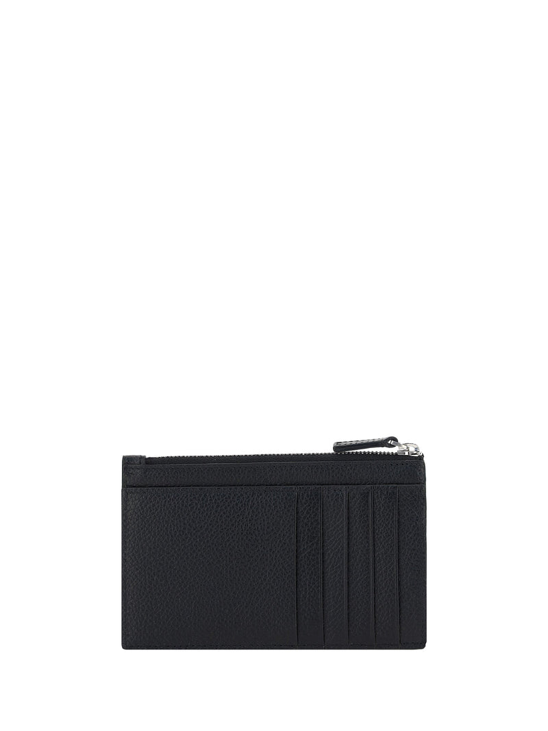 Balenciaga Logo-Print Leather Cardholder — Black Calf Bos Taurus Wallet