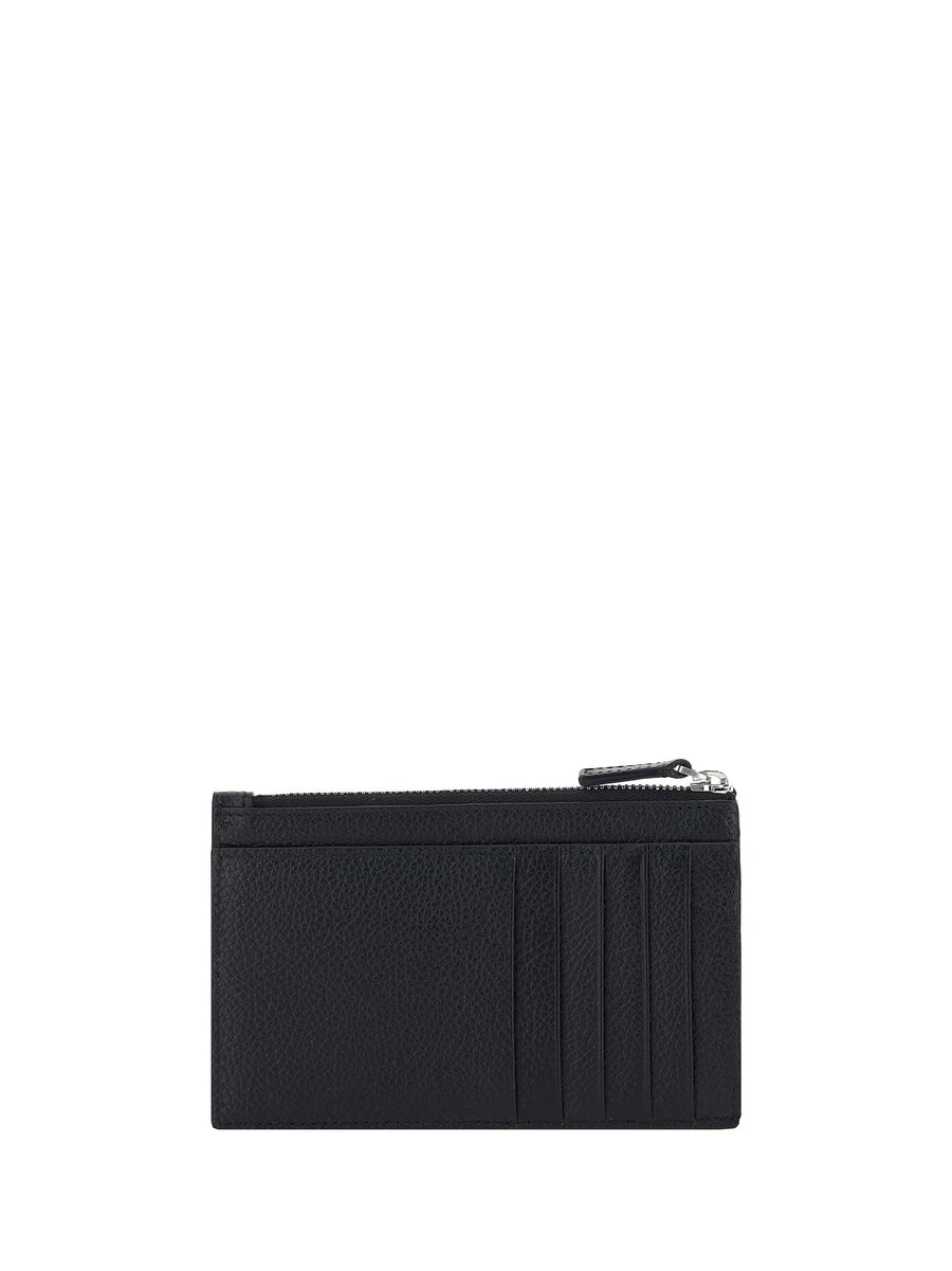 Balenciaga Calf Leather With Contrasting Monogram Card Case — Black Cases