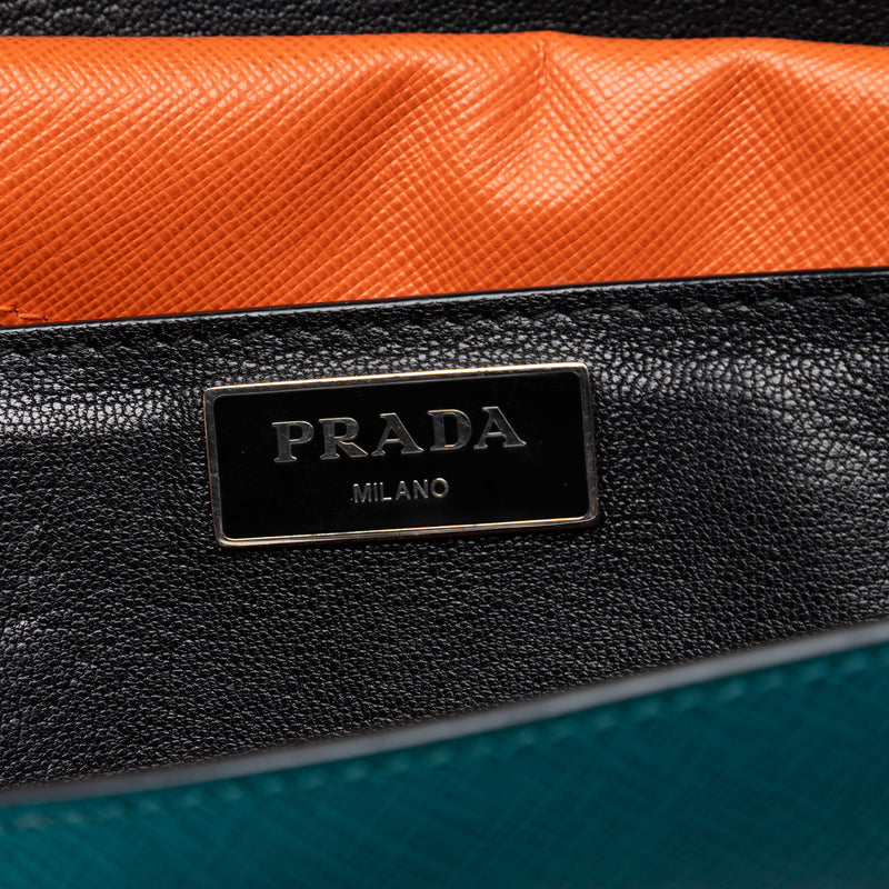 Bicolor Saffiano Lux Sound Lock Satchel - Image 5