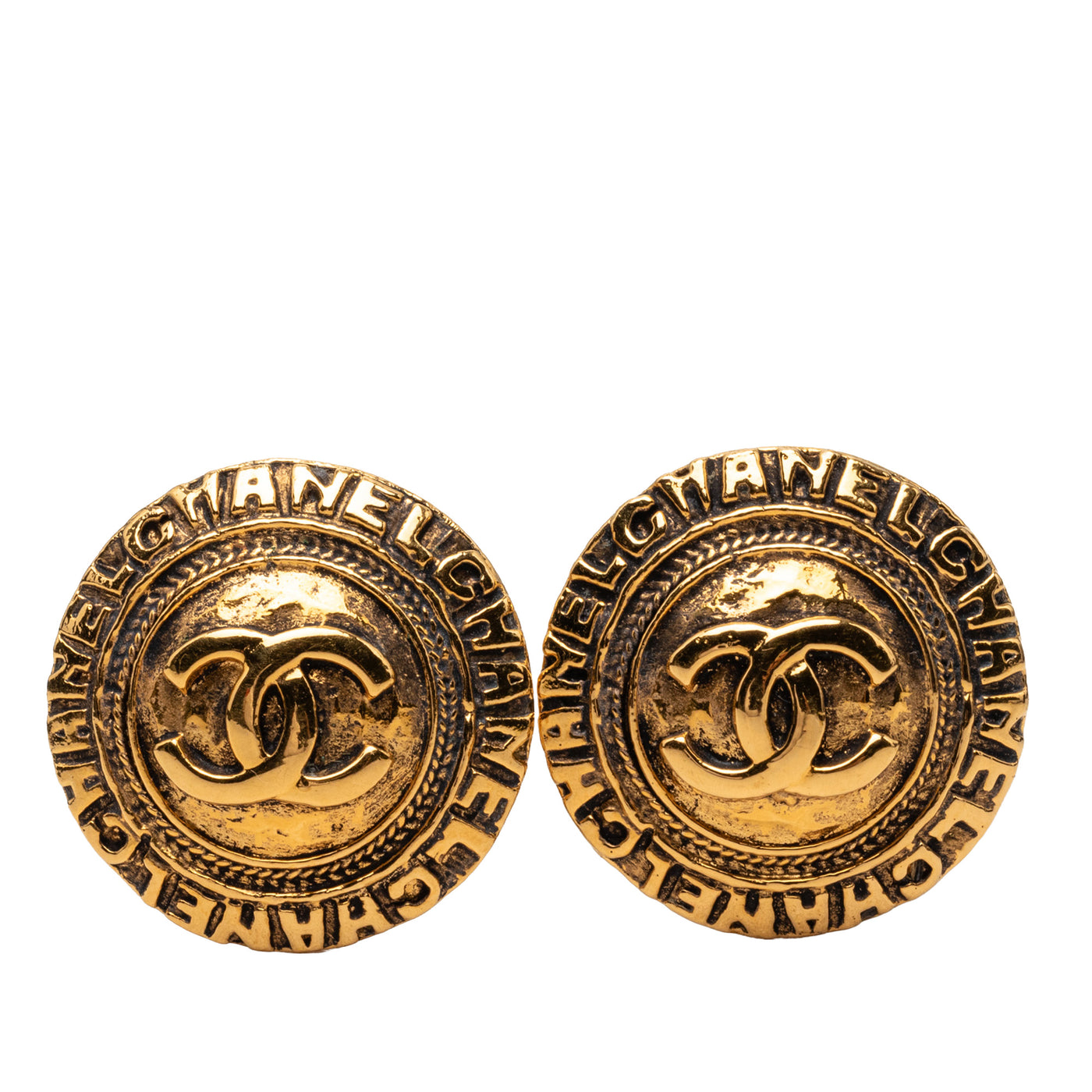 CC Gold Plated Round Clip On Earrings - Image 1