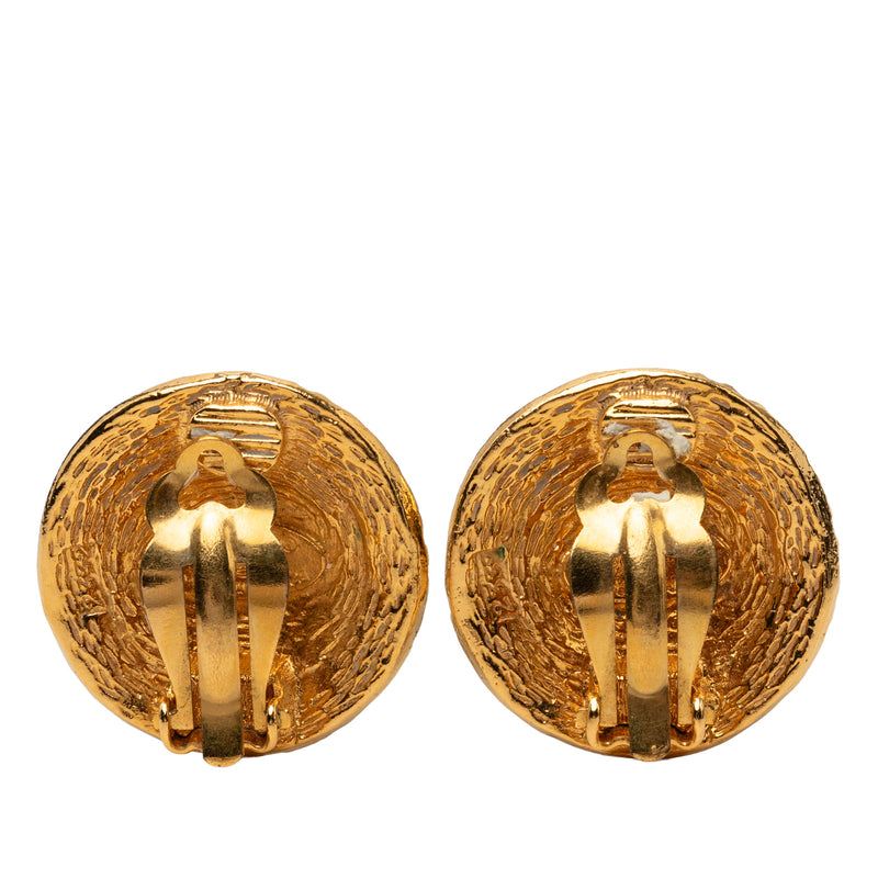 CC Gold Plated Round Clip On Earrings - Image 2