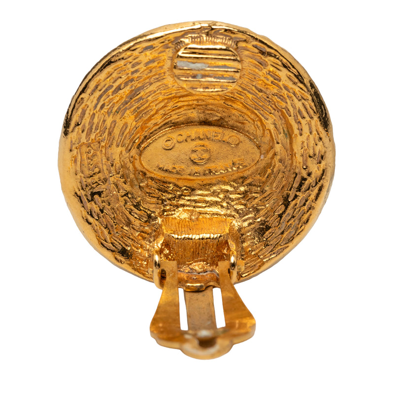 CC Gold Plated Round Clip On Earrings - Image 3