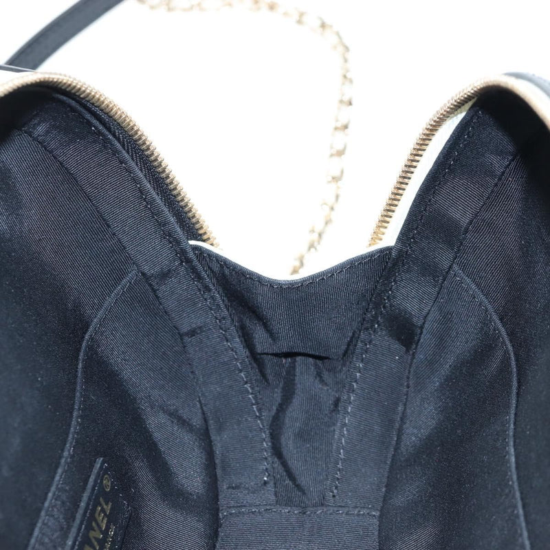 Chanel Vanity Case Quilted Crumpled Calfskin White Leather Bag