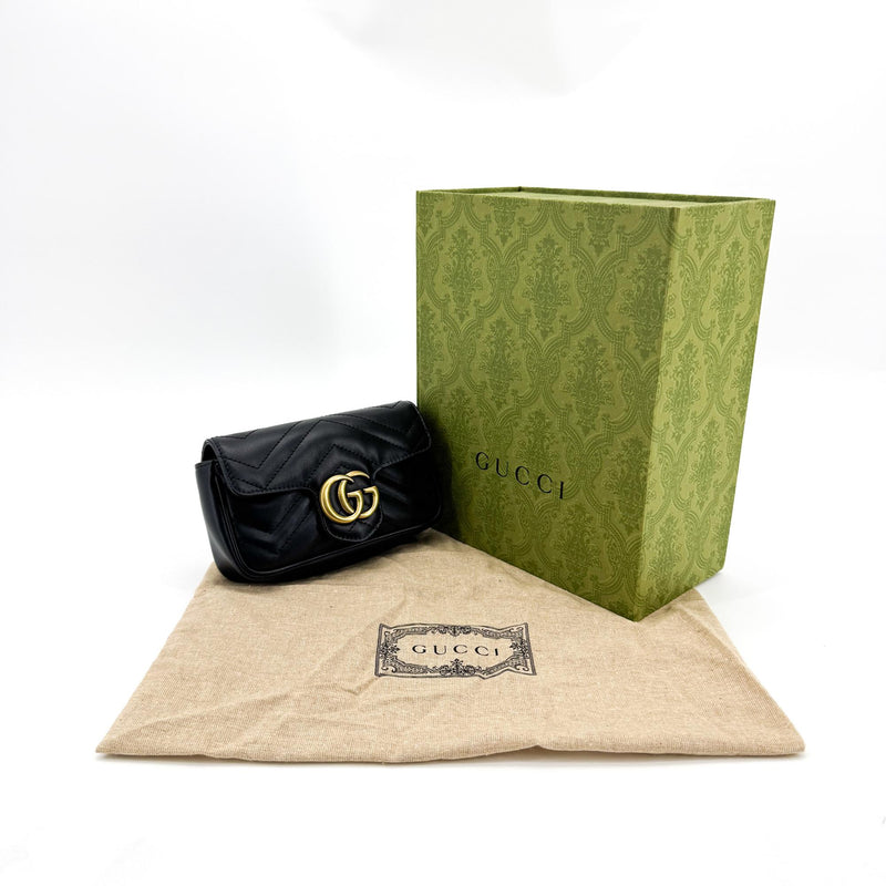 Gucci Gg Marmont Flap Matelasse Leather Black Bag