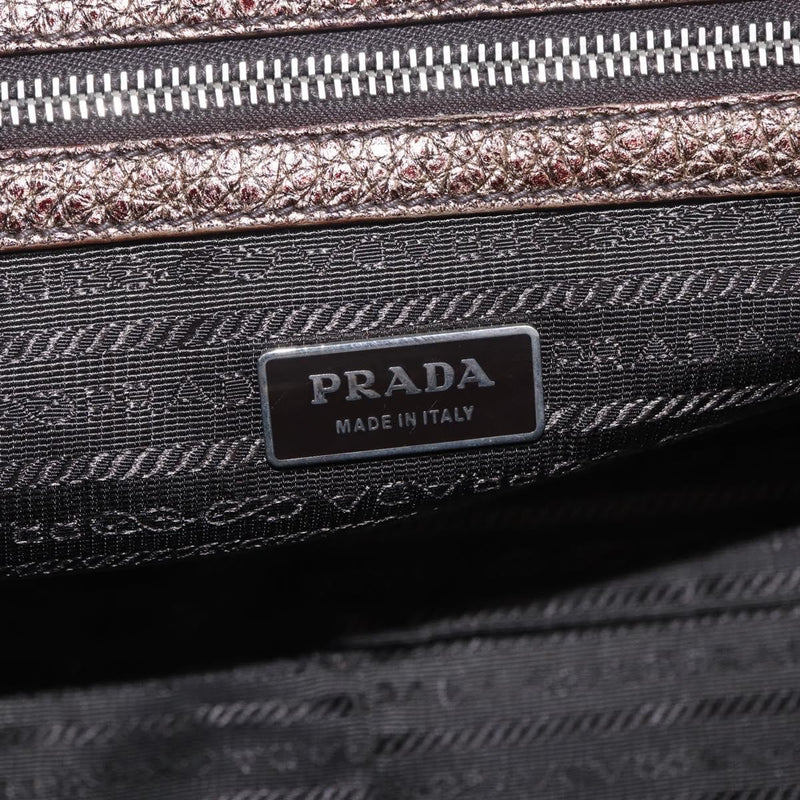 Prada Belted Frame Satchel Metallic Leather Gold