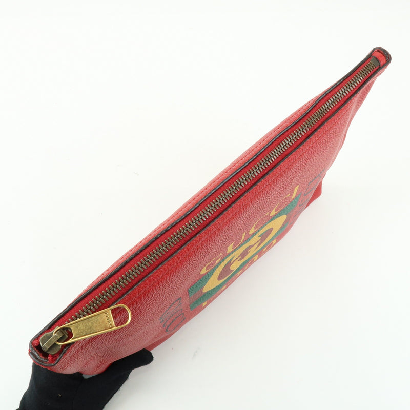 Gucci Logo Portfolio Printed Leather Red Bag