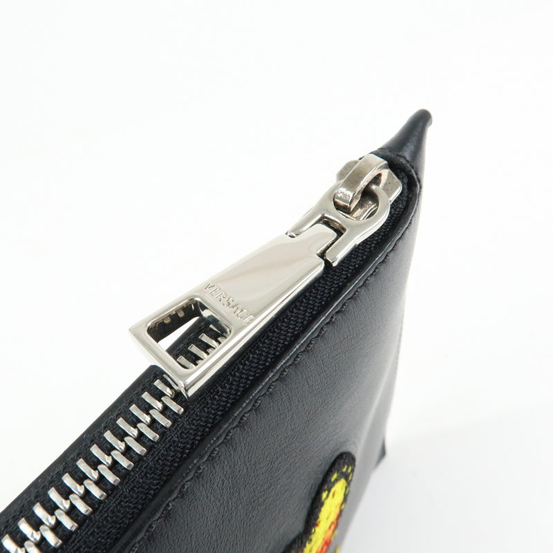 Versace Wristlet Printed Leather Black Bag
