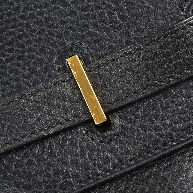 Hermes Birkin Black Clemence With Gold Hardware Leather Bag