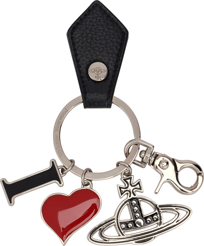 Vivienne Westwood Charm-Adorned Key Case — Black Polyester Keychains